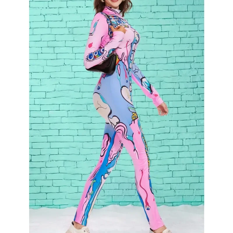 Tuta scheletro da donna ragazze collant scheletro stampato Street Trend Cosplay Cartoon Pattern Costume festa genitore-figlio