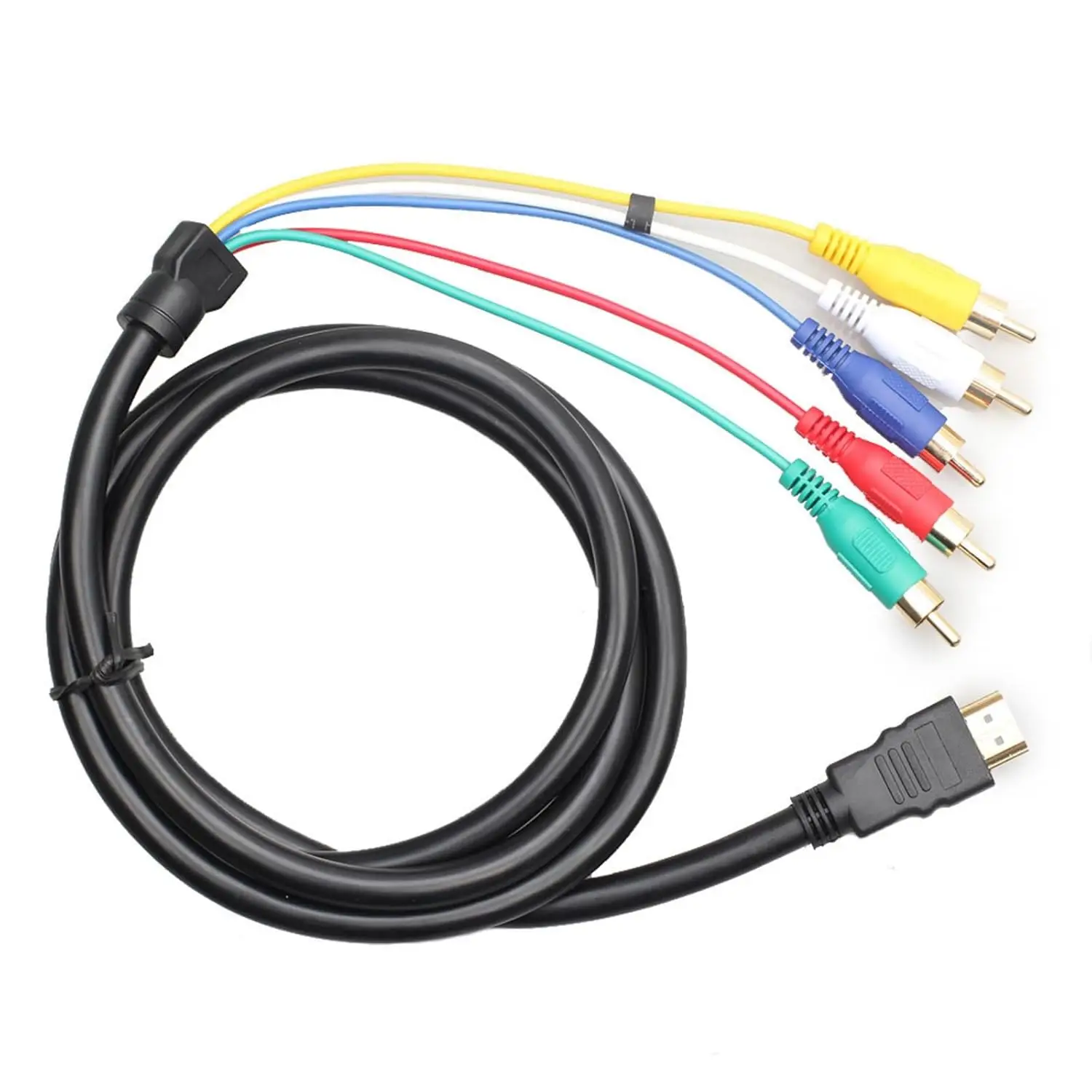 Cable HDMI a RCA, Cable Adaptador Convertidor de Video y Audio HDMI Tipo A Macho a 5RCA Macho para HDTV, TV de Plasma, DVD, etc.
