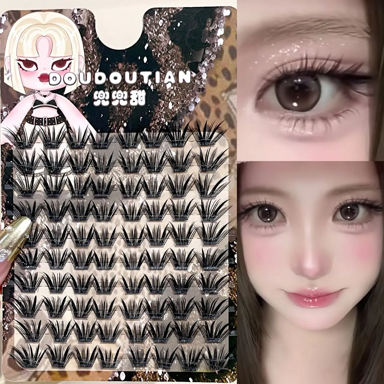 Doudoutian New Chinese Segmented Lashes Fine Layered Invisible Soft Band Light Comfort Oriental Daily Beginner Makeup