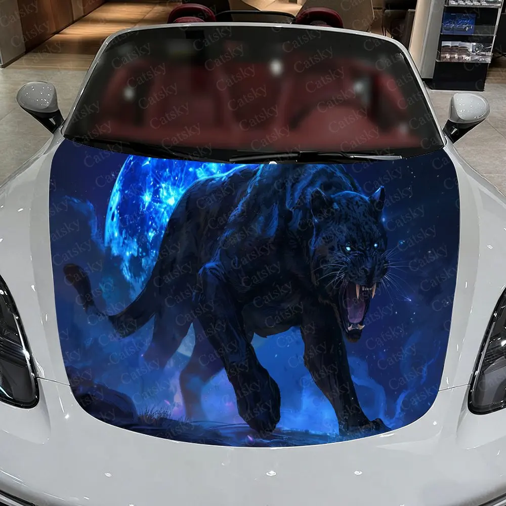 

Panther in Cosmic Blue Nebula Car Hood Stickers - Self-Adhesive, Waterproof and Durable Vinyl Wrap, Decorate And Protect Your Ca
