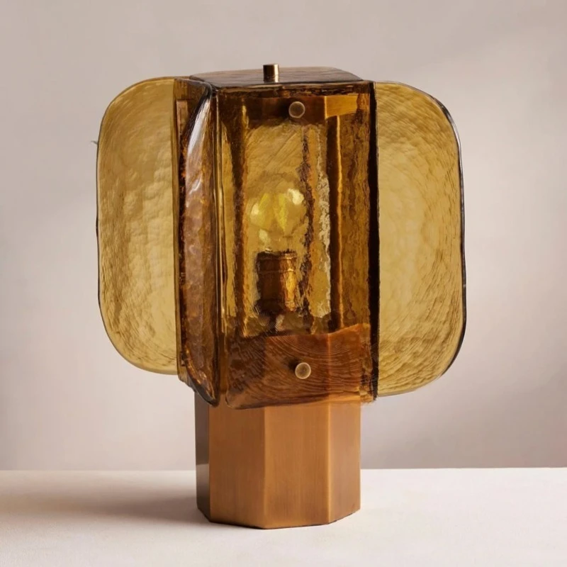 

Medieval Art Italian Murano Handmade Glass Bedroom Living Room Study Amber Desk Lamp