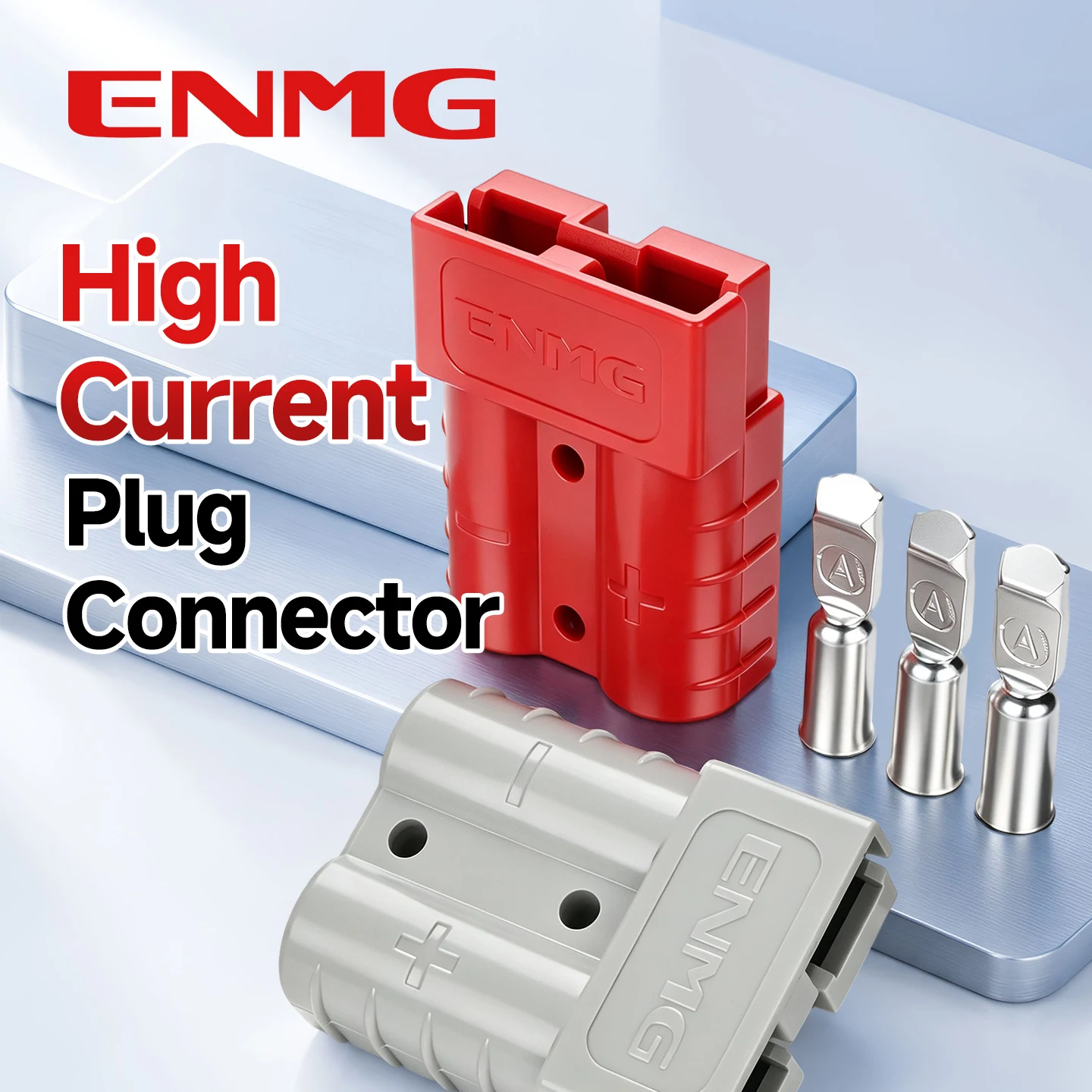 ENMG SB50 50A Battery Plug Quick Connect Connector for Forklift Golf Cart Electric Pallet Jack Silver Plated Copper 2 Pin