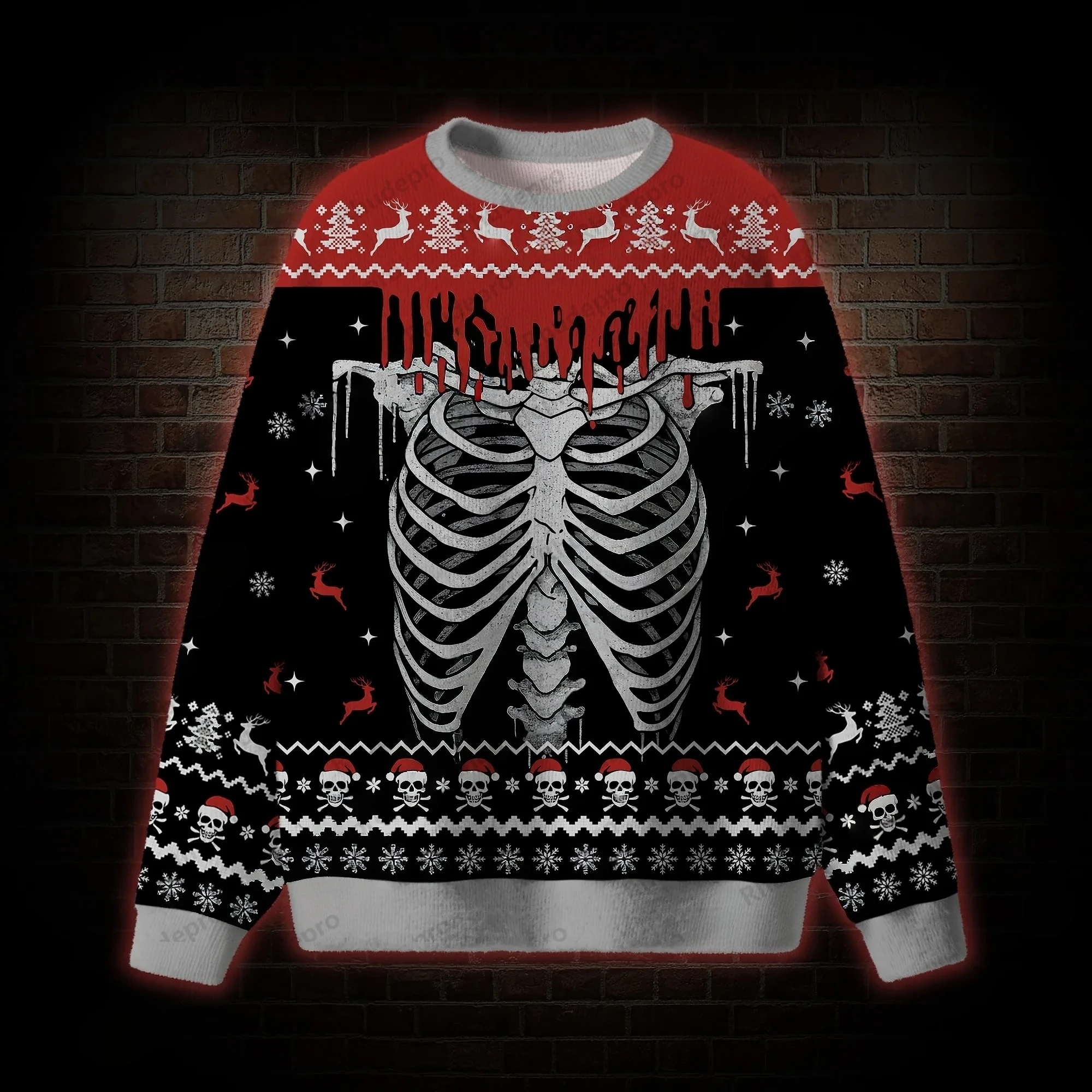 Skeleton Skull Spooky Ugly Sweatshirts  Unisex  2027 New Arrival  Stylish Sweaters  Autumn/Winter Style  Men's Clothing
