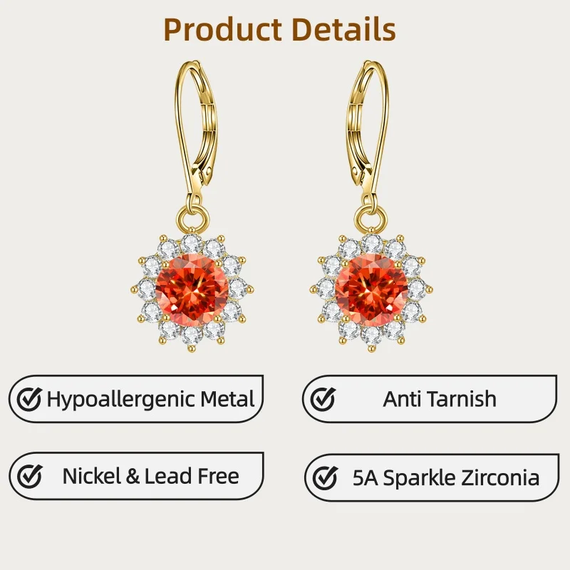 

Ювелирные изделия LAMVOICE для женщин/серьги с 2-каратным цирконием, рождественский подарок для ювелирных изделий высокого качества, гипоаллергенные серьги-крючки