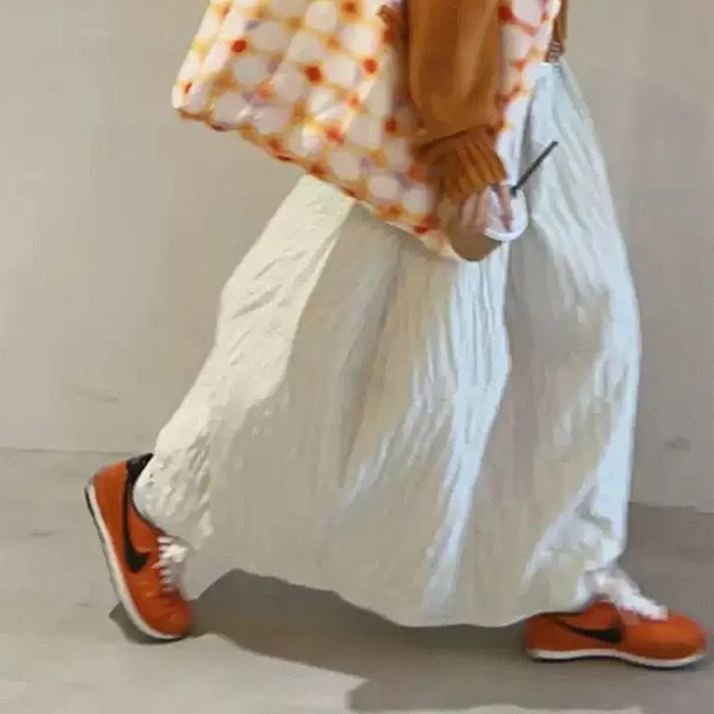 تنورة نسائية يابانية ذات نسيج مطوي للخريف والشتاء، تنورة برعم بالون جديدة غير رسمية، تنورة مظلة فانوس بكلمة واحدة