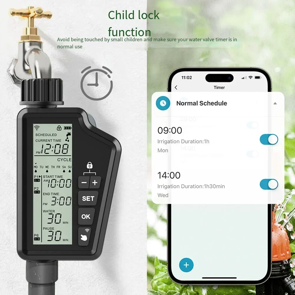 Smart Watering Timer for Tuya WiFi System Voice Control Compatible with For Alexa Automate Your Garden Irrigation