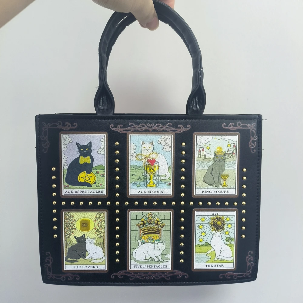 

Cat Elf Print Crossbody Shoulder Bag,Cute Animal Graffiti Women Zipper Handbag,Large Capacity PU Messenger Bag,Commuter Tote Bag
