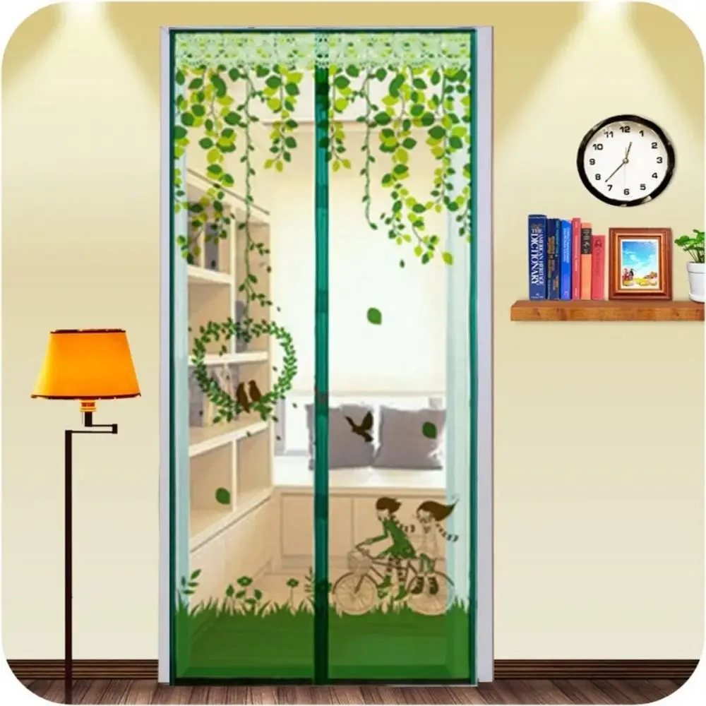 Automatic Closing Magnetic Door Screen Cartoon Mesh Net Mesh Door Curtains Self Sealing Retractable Mosquito Net Screen Curtain