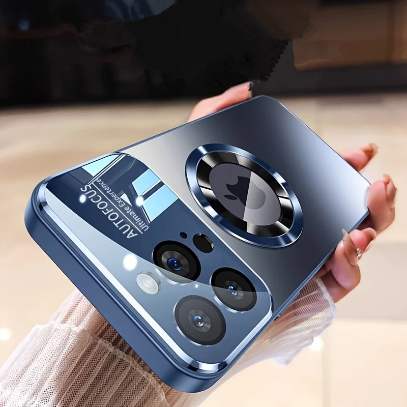 Nueva funda magnética de carga inalámbrica de metal titanio de lujo para iPhone 17 Air 16 13 12 11 Pro Max 15 14 Plus con cubierta de cámara de vidrio 3