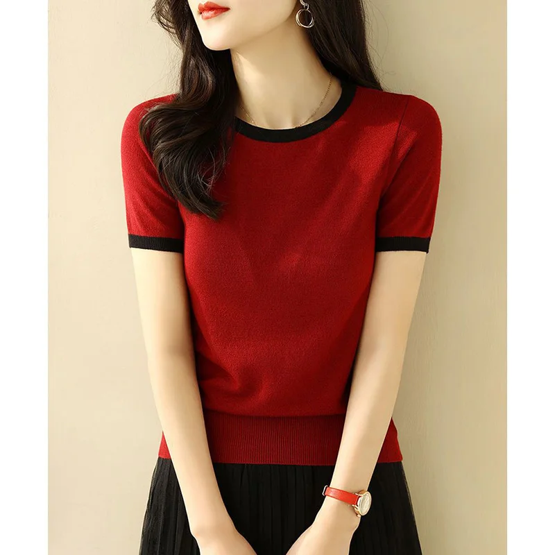 Fashion V-Neck Solid Color Korean Blouse Women\'s Clothing 2023 Summer New All-match Casual Pullovers Short Sleeve Commute Shirt