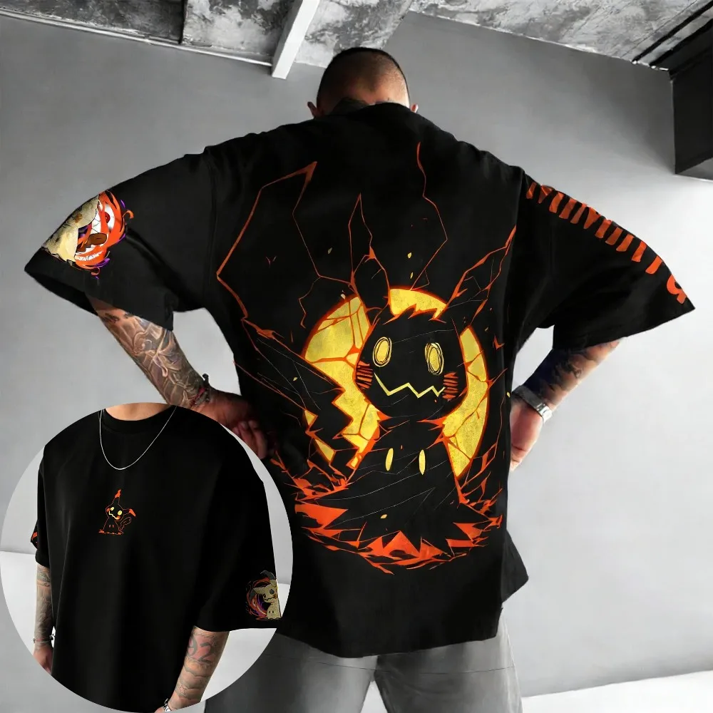 Oversized Cosplay Costumes Pokémon Rayquaza Summer 2026 New Product Harajuku Anime Printed Y2K Hip Hop Casual Unisex T-shirt - view 3