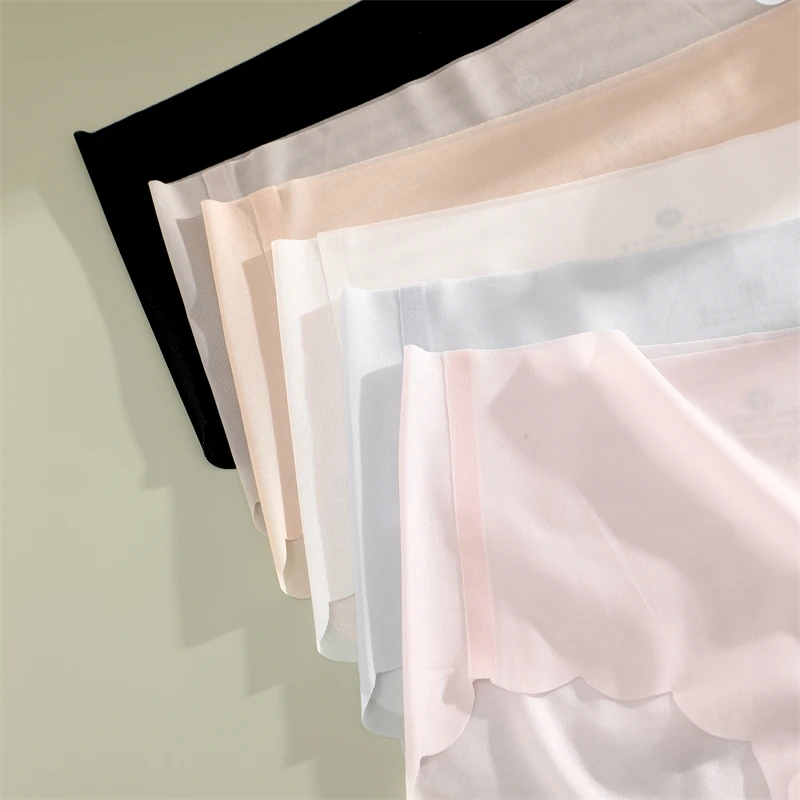 4pcs Eis Seide nahtlose Unterwäsche ultra dünne Damen Höschen sexy transparente Stretch Slips hohe Taille bequeme Dessous M-XL