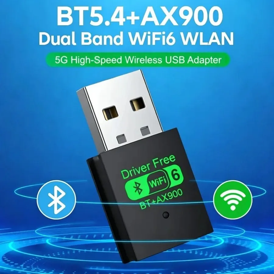 Wifi 6 Mini USB Dongle Network Card BT 5.4 Adapter Receiver 2-in-1 Dongle AX900 Suitable for Laptop PC Dual Band 2.4G/5GHz - view 6