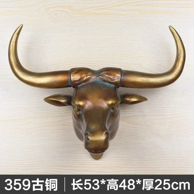 Vintage bull head pendant restaurant  hanging bar clothing store background wall animal head decoration