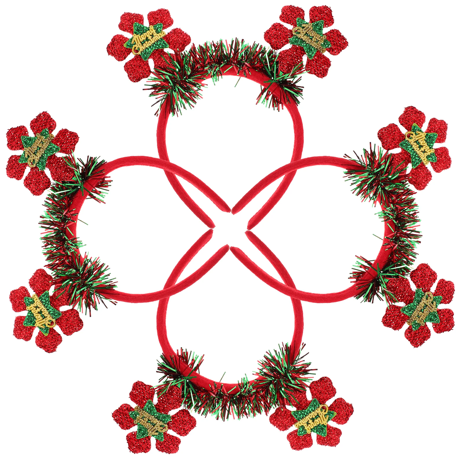 

4pcs Snowflake Hair Hoops Lightweight Comfortable Christmas Party Headdress Hoop Decor Headbands Fit for Adults Kids