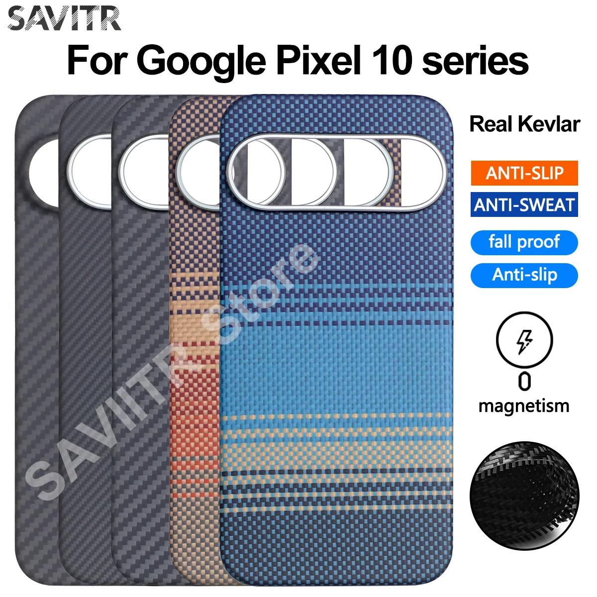 

SAVIITR Carbon Fiber Magnetic Case for Google Pixel 10/10Pro/10 Pro XL Case Support Magsafe Ultra-thin Aramid Fiber Cover