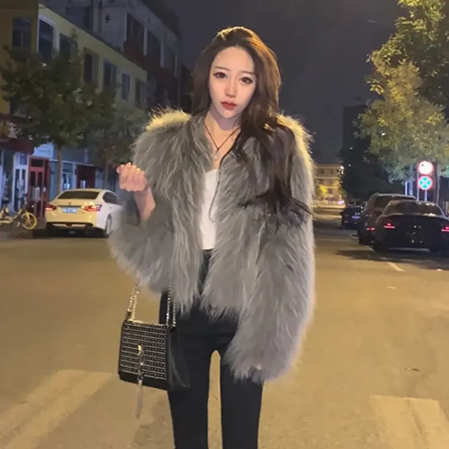 Jacket Women Faux Fur Winter Imitation Fur Coat Plush Loose Coat Veste Femme