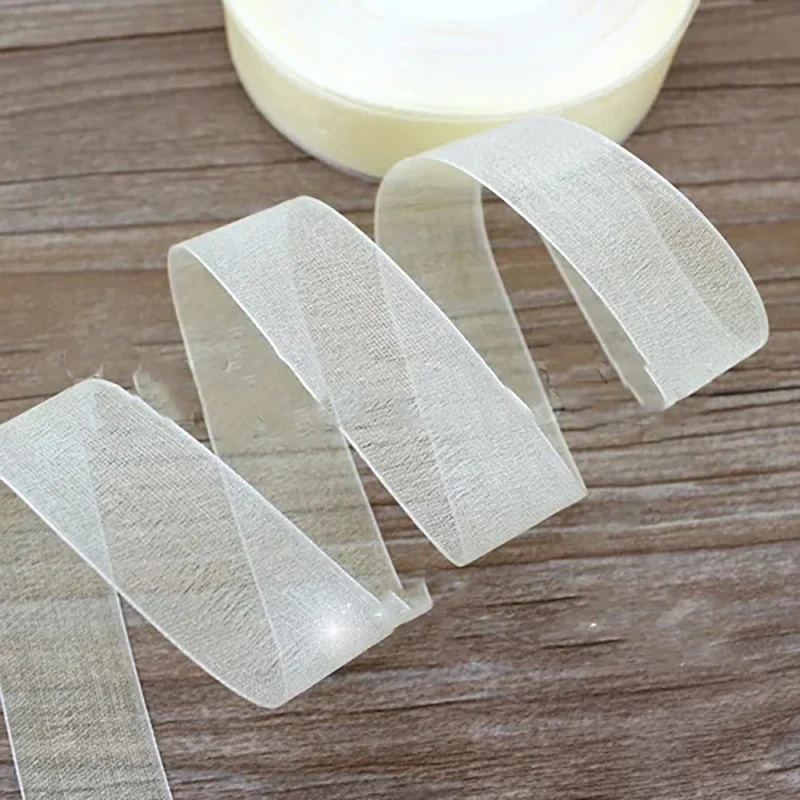 (50 Yards/Roll) Beige Organza Ribbons Wholesale Gift Wrapping Decoration Christmas Ribbons 12/15/20/25/40/50mm