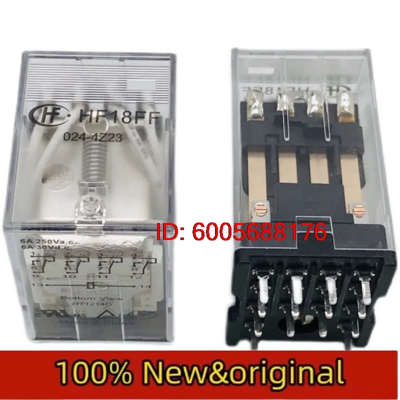 10PCS HF18FF-024-4Z23 four group conversion 14 pin 6A250VAC solder pin Hongfa small medium power relay Original & Brand New