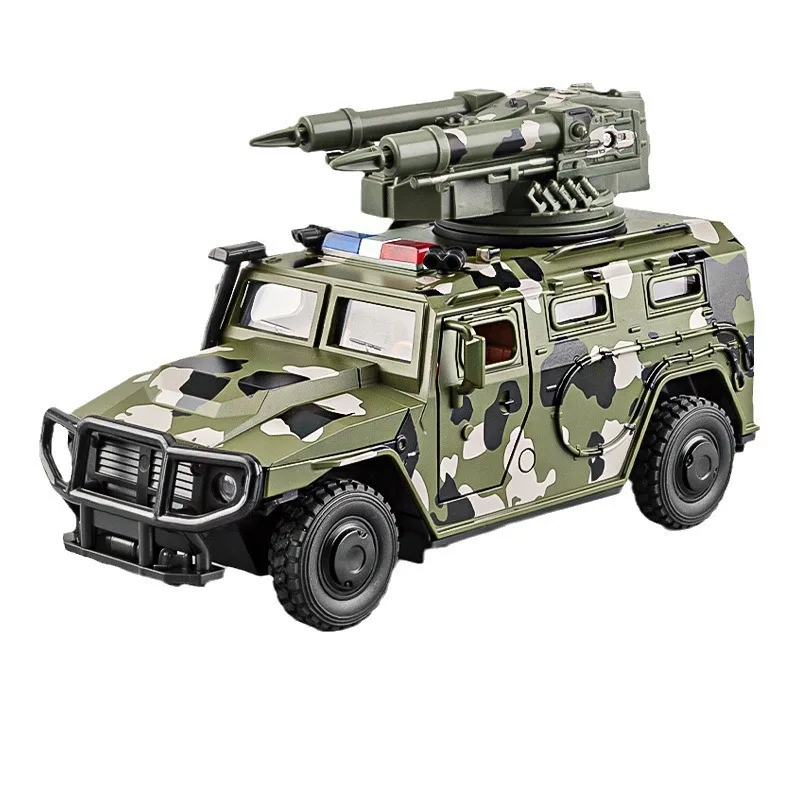 1:24 Tiger armored vehicle with 4 heads simulated alloy off-road vehicle model sound and light pull back toy car