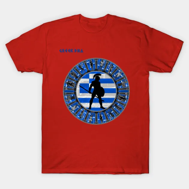 Greek DNA Greece Flag Spartan Warriors T Shirt. New 100% Cotton Short Sleeve O-Neck T-shirt Casual Clothing Mens Top