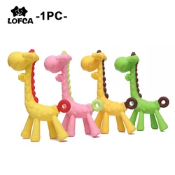 1PC Giraffe Silicone Teether Toys Silicone Beads Soft teether DIY Baby Teething Necklace Accessories Infant Chew Toys Giraffe Ba