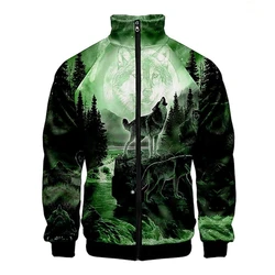 Wolf Animel 3D Baseball Jacket Men Bomber Jacket Harajuku Hip Hop Hoodie Stand Collar Zipper Sweatshirt Casual Sportswear Tops