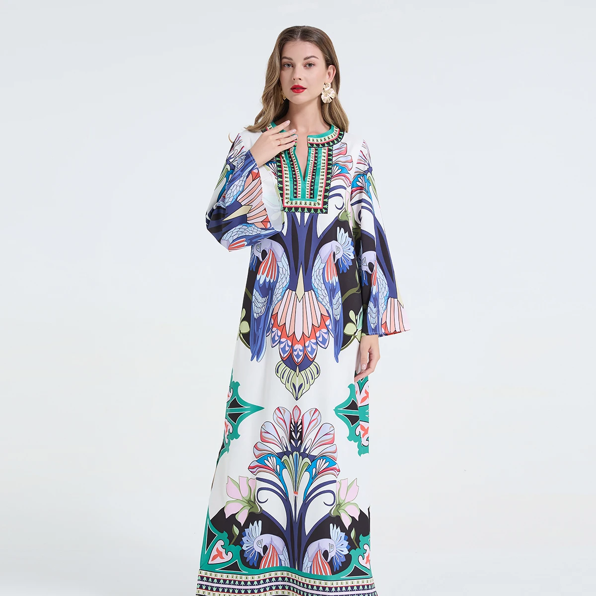 chinese dress ladies Women's Bohemian Beach Long Dress Spring Summer Casual V-Neck main image 0