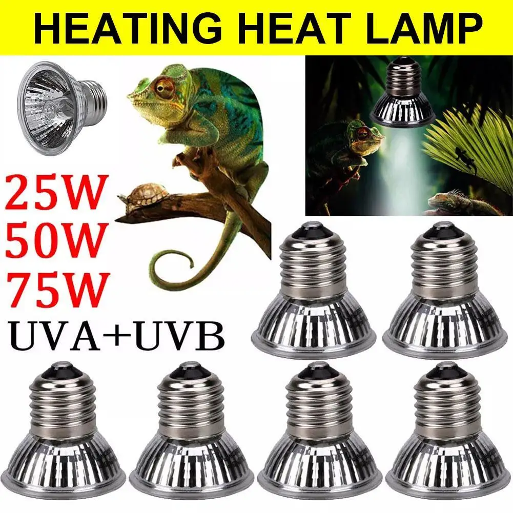 25/50/75W UVA UVB Reptile Heating Light Bulb Snake Turtle Pet Full Spectrum Basking UV Light Bulbs Heating Light 1Pcs