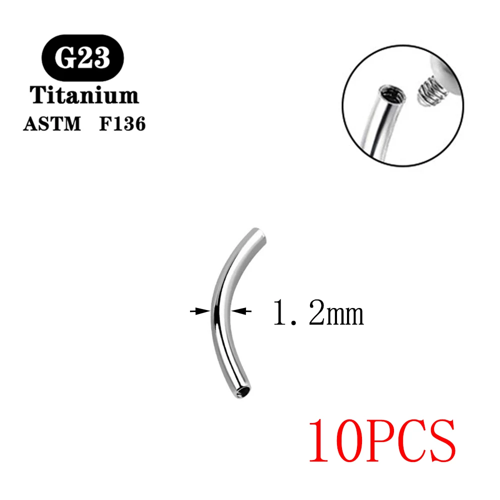 G23 Titanium Sobrancelha Barbell Rod, Rosca Interna, Lábios de Orelha Septo, Acessórios de Jóias do Corpo, 14 16G, 10Pcs