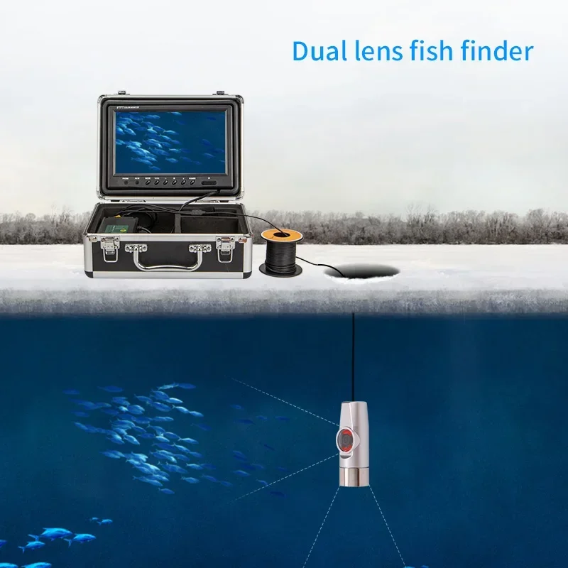 Dual Lens Recording Fish Finder Video Camera HD 1200TVL Underwater Fishing Camera IR Light Full-view Water Ice Fishing Camera