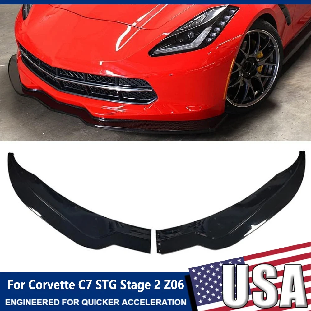 

For Corvette C7 STG Stage 2 Z06 2014-2019 Car Front Bumper Splitter Lip Spoiler Diffuser Kit Extension Protector AutoAccessories