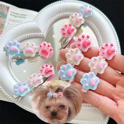 Cute Pet Paw Hairpins Pet Dog Hair Clips Puppy Cat Yorkie Teddy Pet Decor Barrette Hair Accessories for Small Dogs