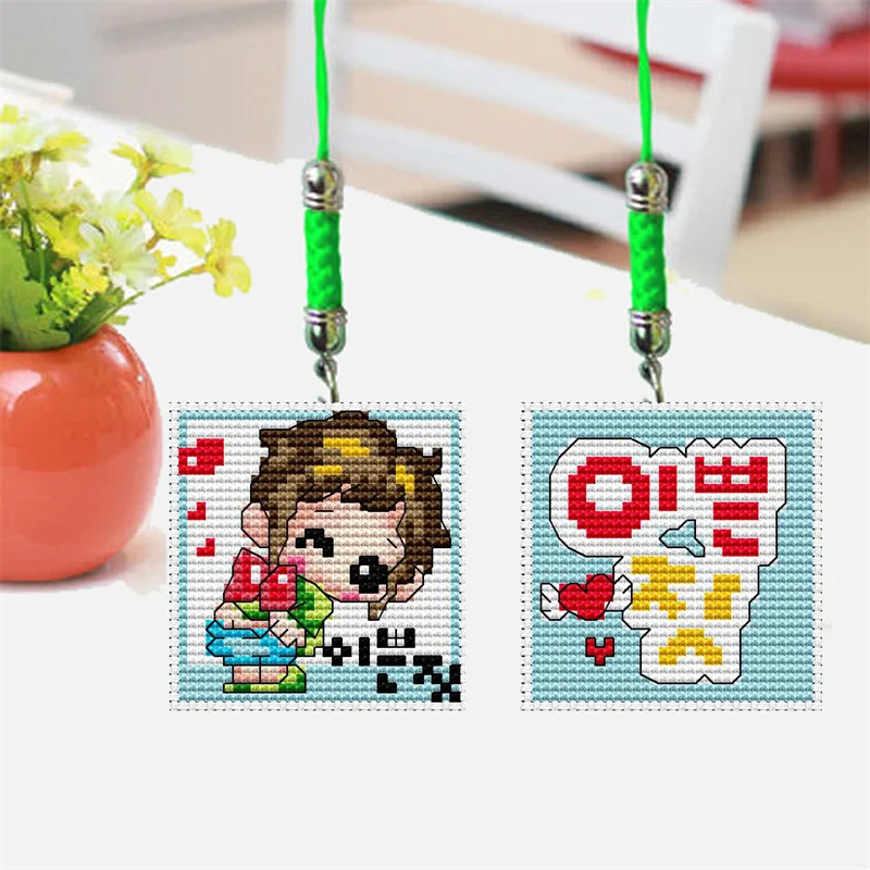 ZSMX59 Stich Kits Phone Key Bag Hanging Accessories Craft Needlework Packages Counted Cross-Stitching Kit Homefun Cross Stitch