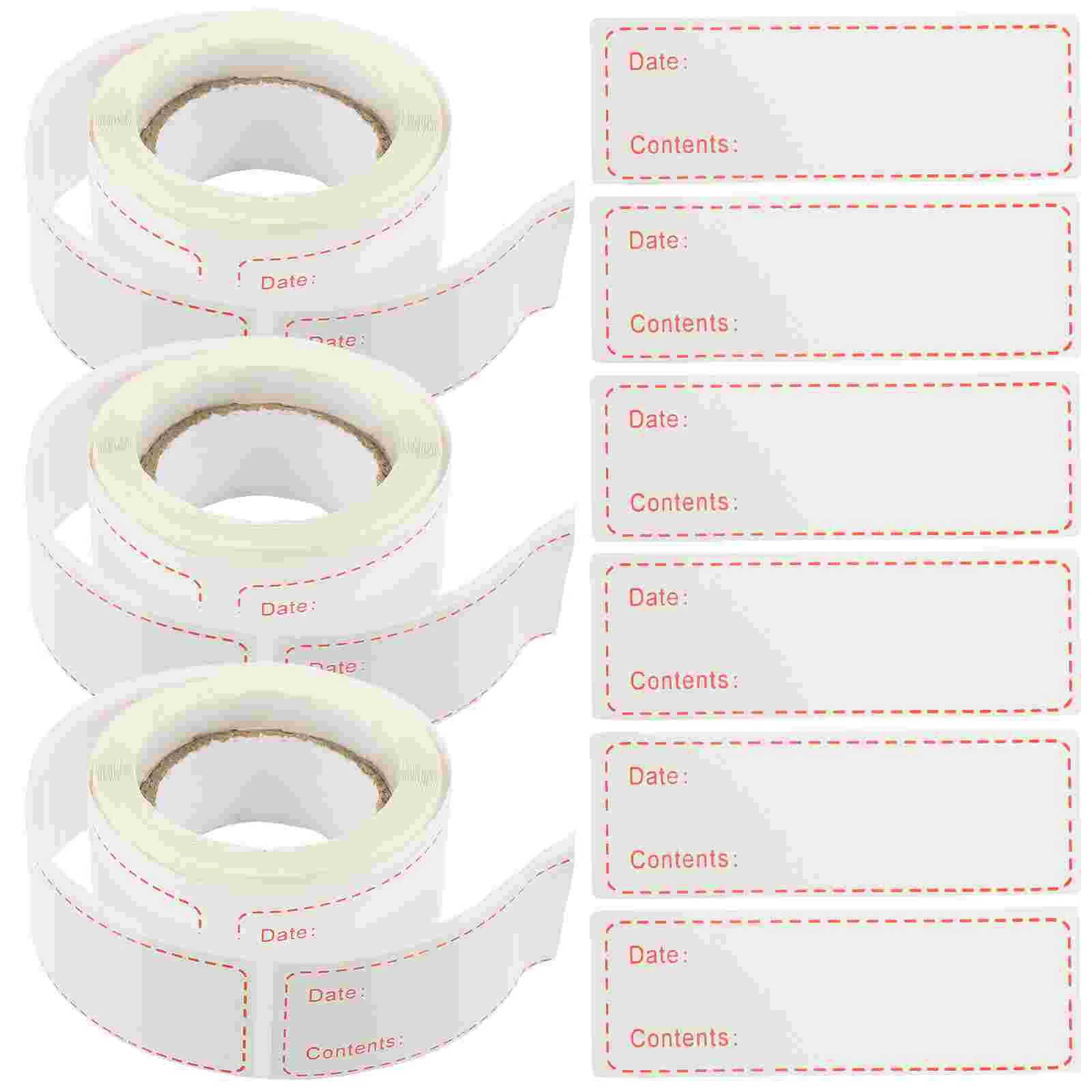 

3 Rolls Kitchen Labels for Containers Food Self-adhesive Stickers Prep Canning Copper Plate