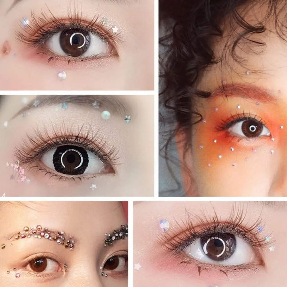 3D Hair Crystal Sticks Self Adhesive Stick On Resin Stickers DIY Women Eyes Face Body Face Crystal Stickers for Hair Face Makeup