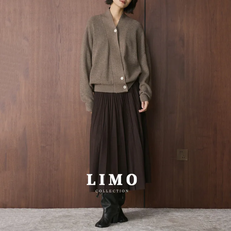 

LIMO 2025, осенне-зимняя винтажная клетчатая юбка-миди, женская хлопковая плиссированная длинная юбка с высокой талией для повседневной офисной повседневной одежды