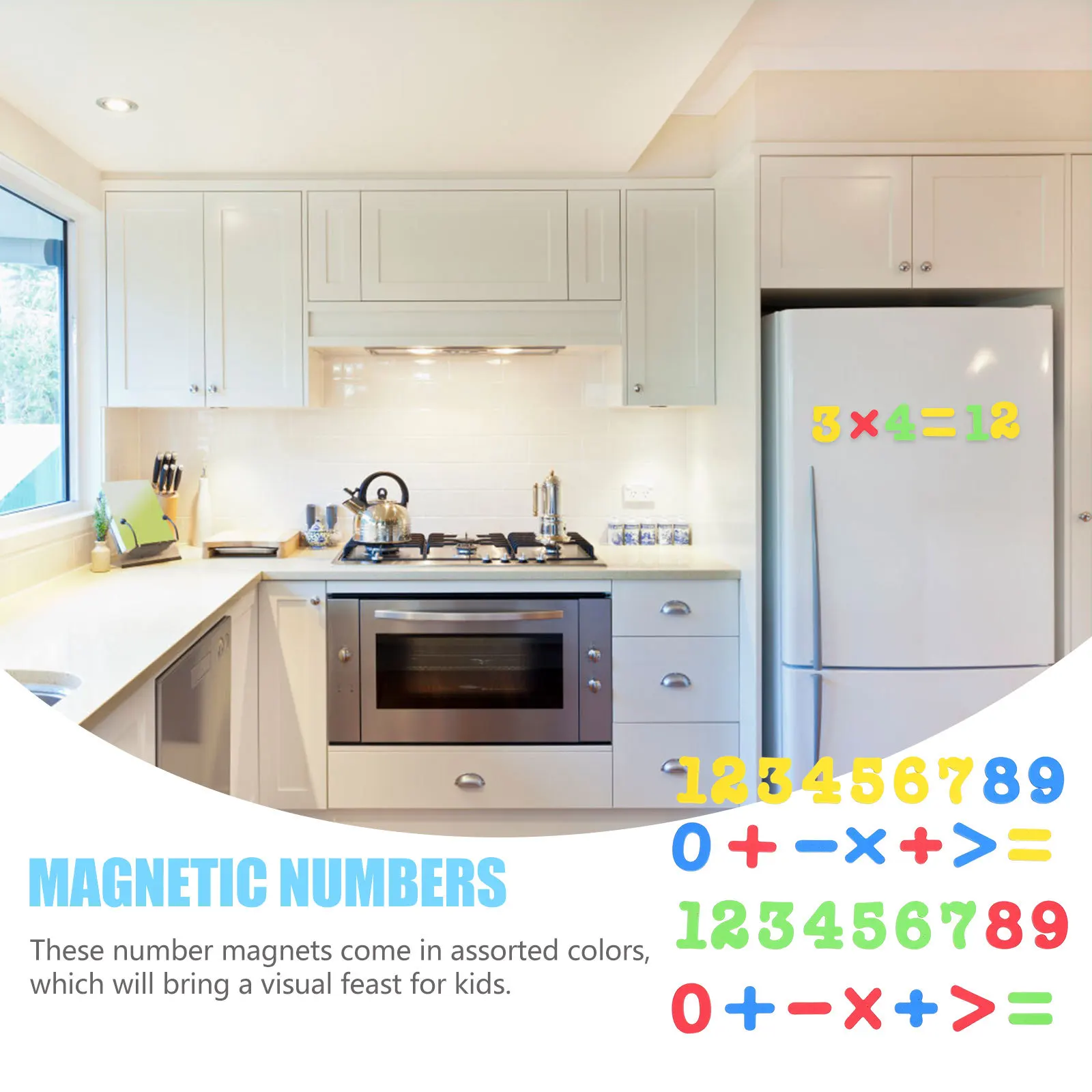 2Sets Math Education Magnets Assorted Colors Strong Adhesion Fridge Patches Early Learning Practical Stickers Home Decor