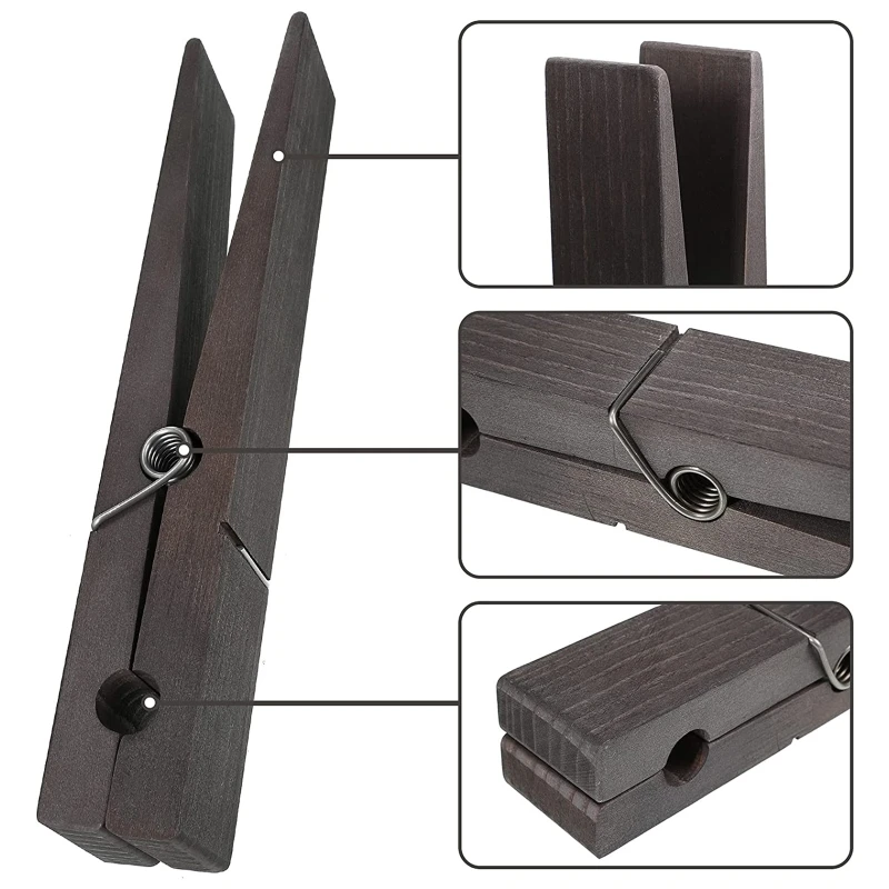 12'' Large Wooden Clothespin Heavy Duty Outdoor Indoor Clothes Clips for Towels Ties Universal Clothespin Anti Deformed