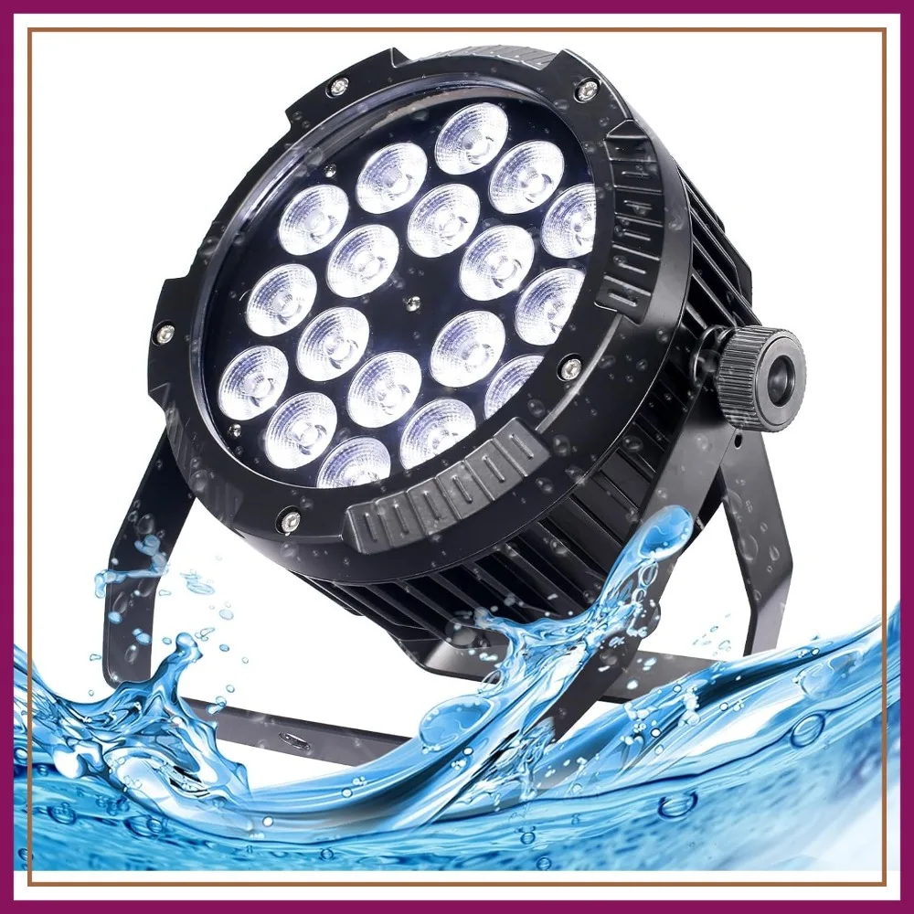 

Outdoor Waterproof Par Lights, IP65 Stage Light, LED Uplights with DMX512 & Sound Activated, DJ Lighting for Events Weddings
