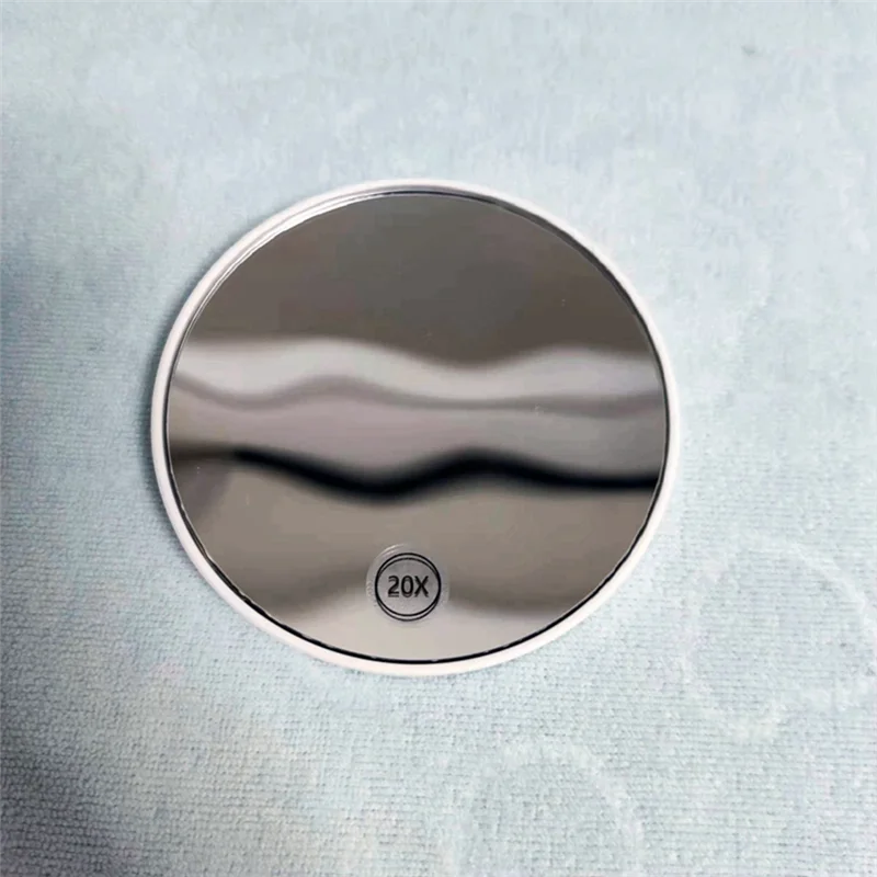 مرآة مكبرة محمولة باليد مزودة بمقبض ، مرآة زينة بيضاء ، مقاومة للضباب ، كوب شفط ، 20X
