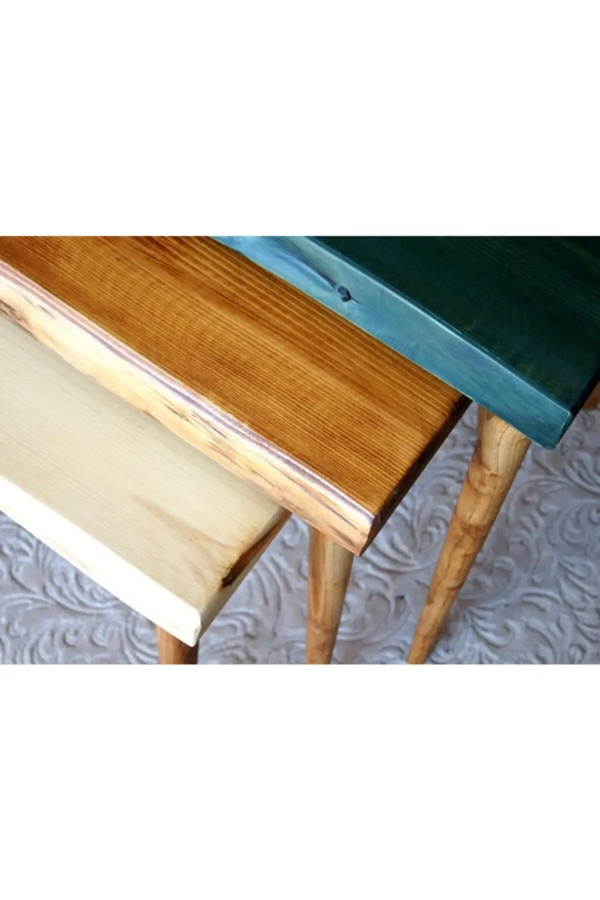 Solid Wood Coffee Table Side Table Table Basse Naturel 3 Pcs Rectangle Solid Service Real Wood Very High Quality Thick craftsmans