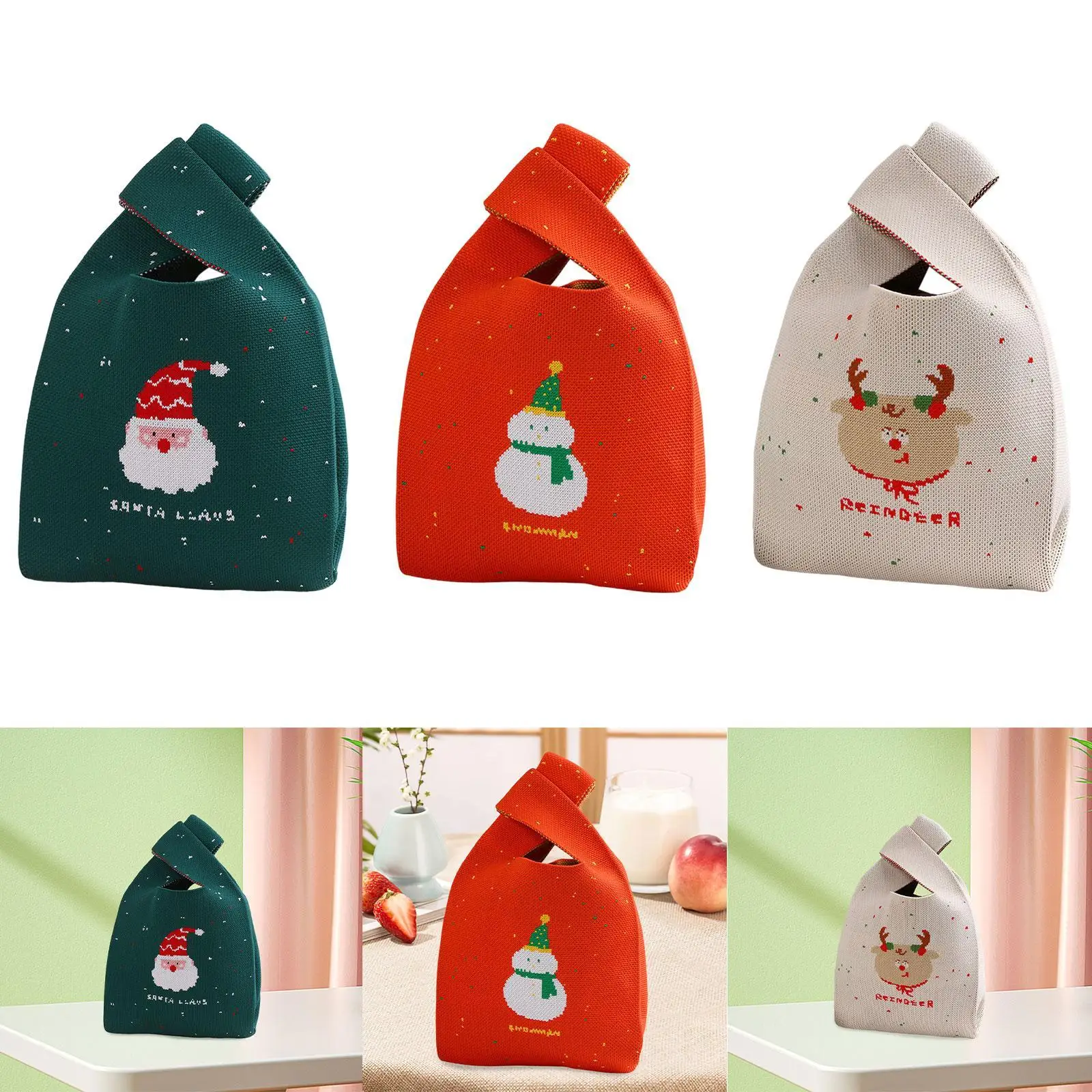 Women Tote Bag Fashion Trendy Knitted Bag for Outdoor Winter New Year Work Party image 4
