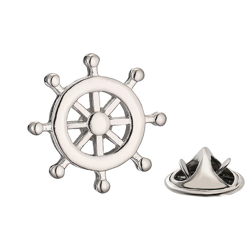 Men's brooch copper material classic style ship rudder design suit coat lapel pin hat backpack badge women's jewelry accessories