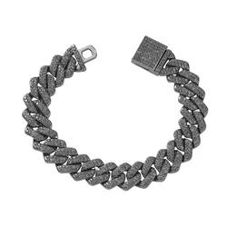 Black Blue Pink Iced Out Miami Cuban Link Chain Bracelet 2row Rhinestones Cuba Link Chain Hip Hop Jewelry Gifts For Men Women