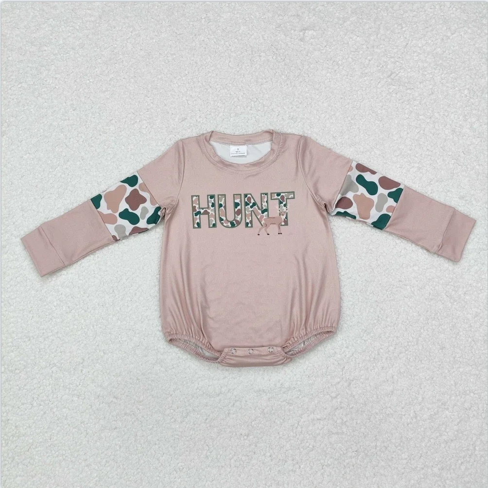 Wholesale Newborn Hunt Deer Camo Coverall Bodysuit Baby Boy Toddler Embroidery Romper Long Sleeves Kids Camo One-piece Jumpsuit