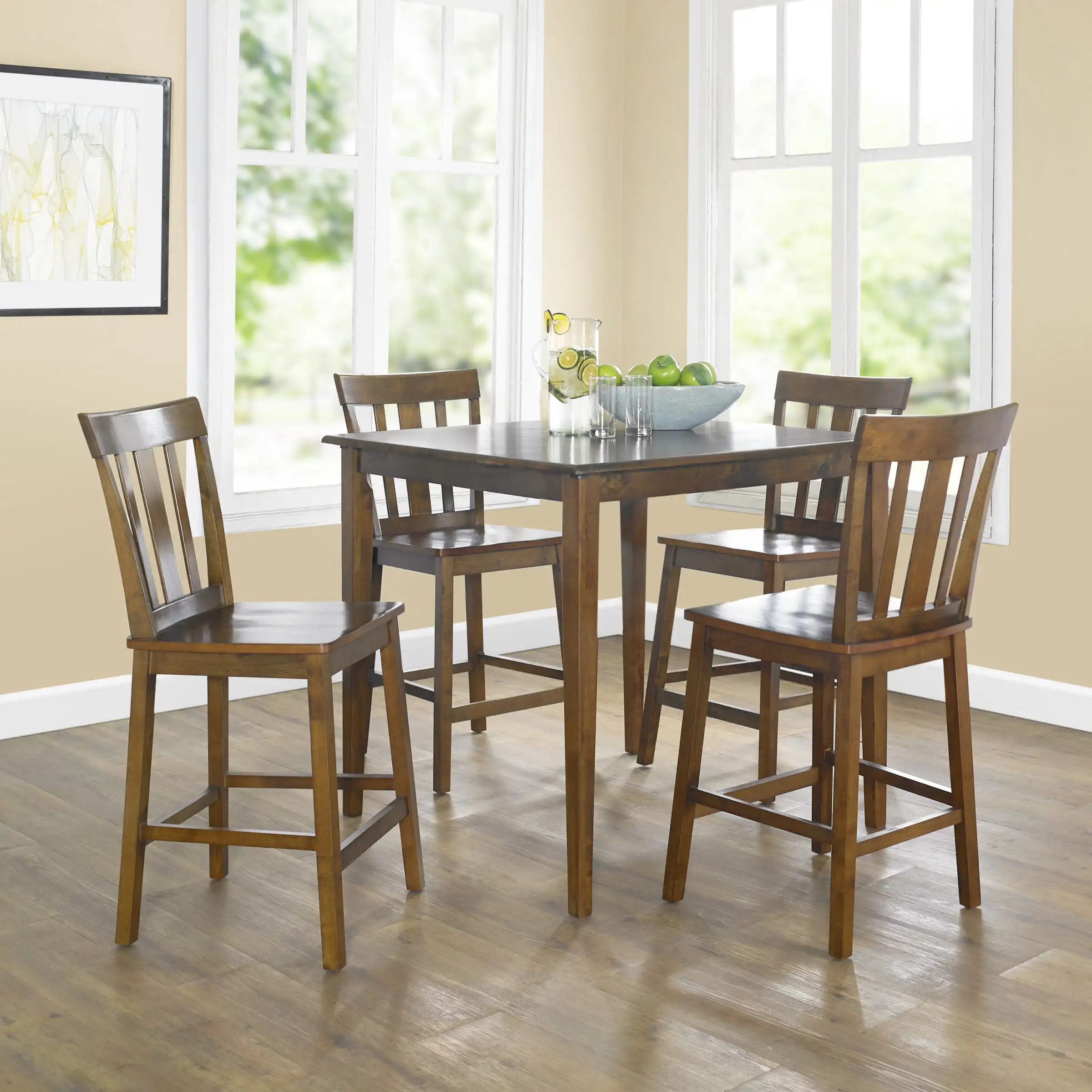 

Modern 5 Piece Mission Counter Height Dining Set, Including Table & 4 Chairs Set of 5