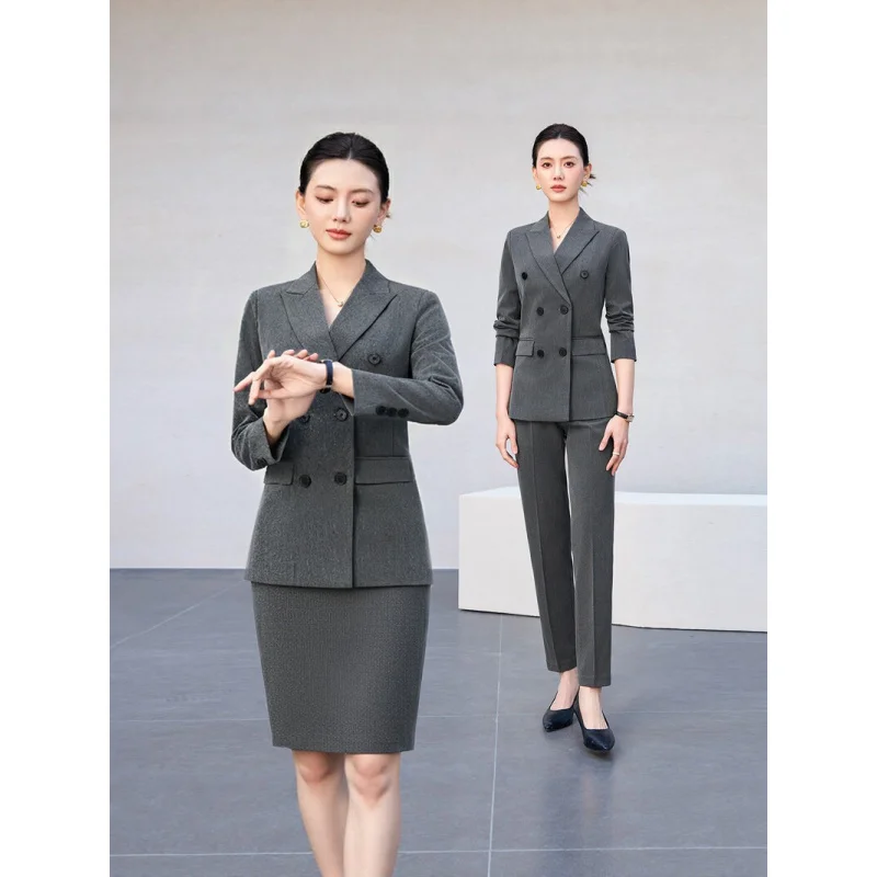 

Double-breasted professional suit for women, new spring and autumn style, elegant and sophisticated goddess-style formal work bl