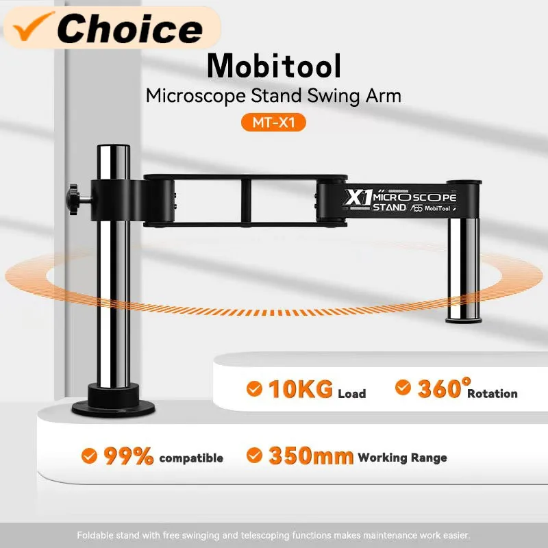 

MT-X1 360° Rotary Microscope Stand Swing Arm For Mobile Phone 10KG Load 350mm Working Range Microscope Telescopic Holder