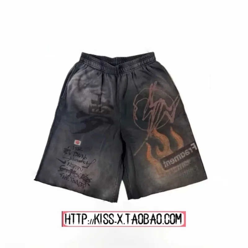 

Cactus Jack Collaborative Worn-In Casual Shorts Straight Leg Cotton Couple's Summer 2026 Leisure Pants with Letter Pattern